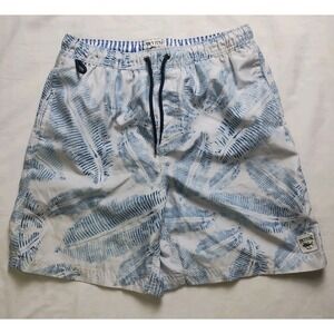 Spicy Tuna Lined‎ Swim Trunks Men's Small Blue Floral Print Bathing Suit Shorts